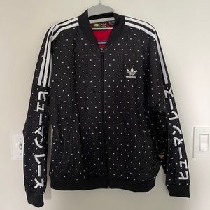 Black and white adidas track jacket